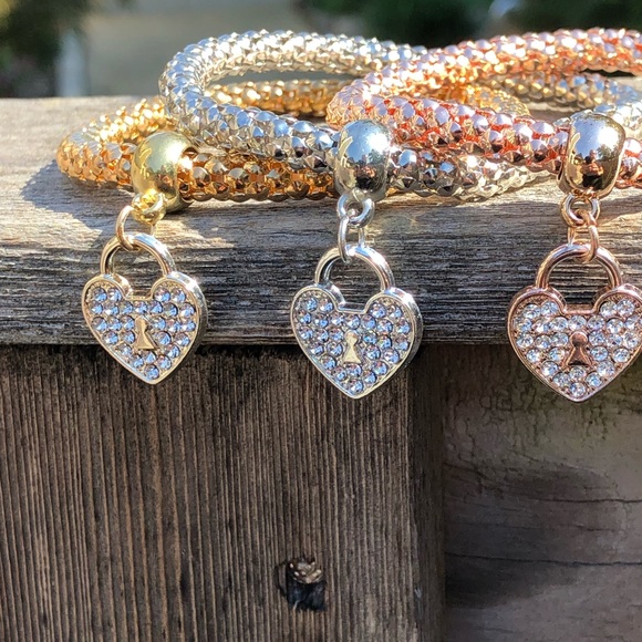 Stacking Bracelets  popcorn link heart stacking - Picture 4 of 7